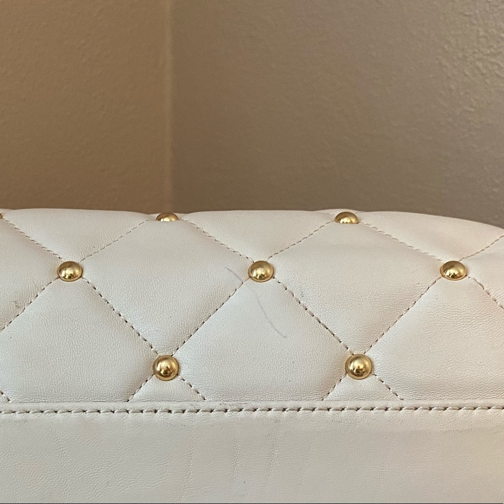 Michael Kors White Quilted Studded Satchel with Gold Hardware - Picture 4 of 4